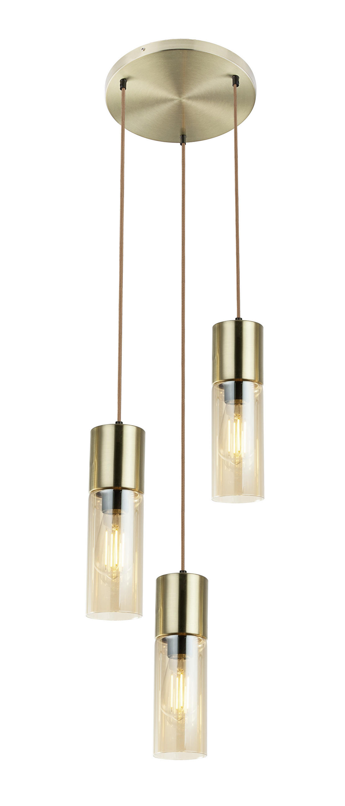 HÄNGELEUCHTE 30/150 cm    - Messingfarben, Design, Glas/Textil (30/150cm) - Globo
