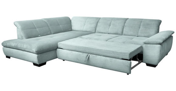 ECKSOFA in Cord Pastellblau  - Pastellblau/Schwarz, Design, Textil/Metall (242/313cm) - Xora