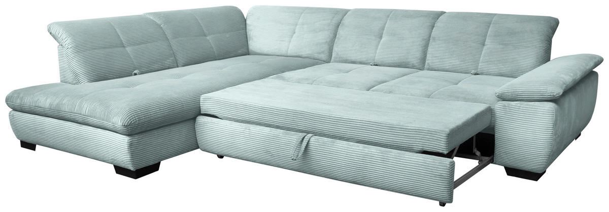ECKSOFA in Cord Pastellblau  - Pastellblau/Schwarz, Design, Textil/Metall (242/313cm) - Xora