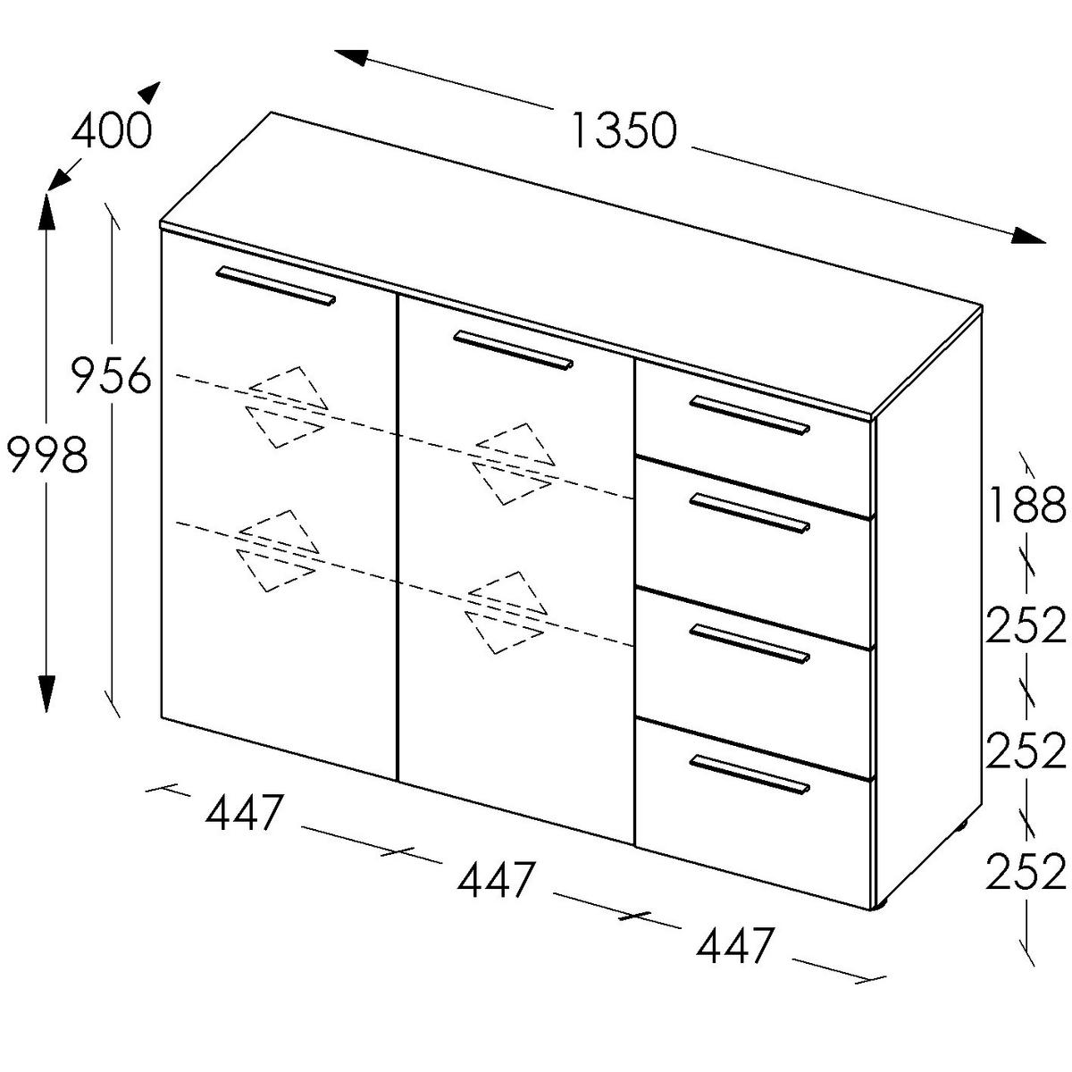 SIDEBOARD Soul  in 135/99,8/40 cm  - Dunkelgrau/Schwarz, MODERN, Holzwerkstoff/Kunststoff (135/99,8/40cm)