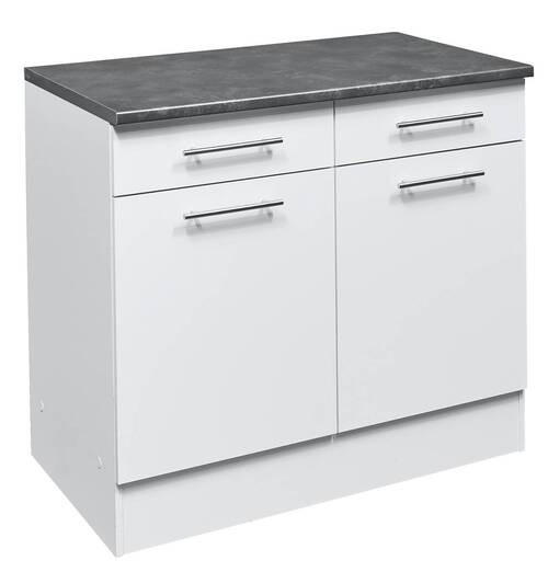 KÜCHENUNTERSCHRANK 100/90/60 cm  in Grau, Weiß  - Edelstahlfarben/Weiß, KONVENTIONELL, Holzwerkstoff/Metall (100/90/60cm) - MID.YOU