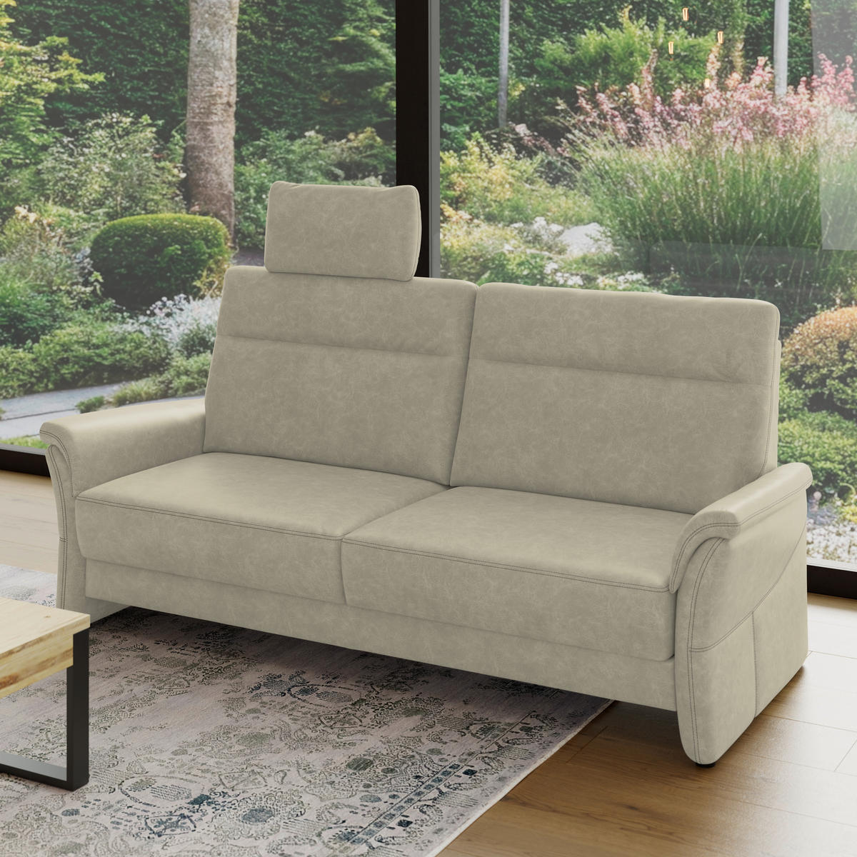 3,5-SITZER - Hellgrau/Schwarz, Konventionell, Kunststoff/Textil (205/98/91cm) - Elegando