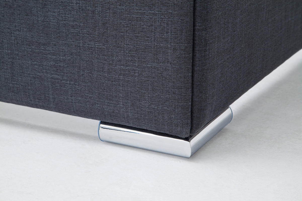 POLSTERBETT 180/200 cm,  in Anthrazit,  - Chromfarben/Anthrazit, KONVENTIONELL, Textil/Metall (180/200cm) - Livetastic