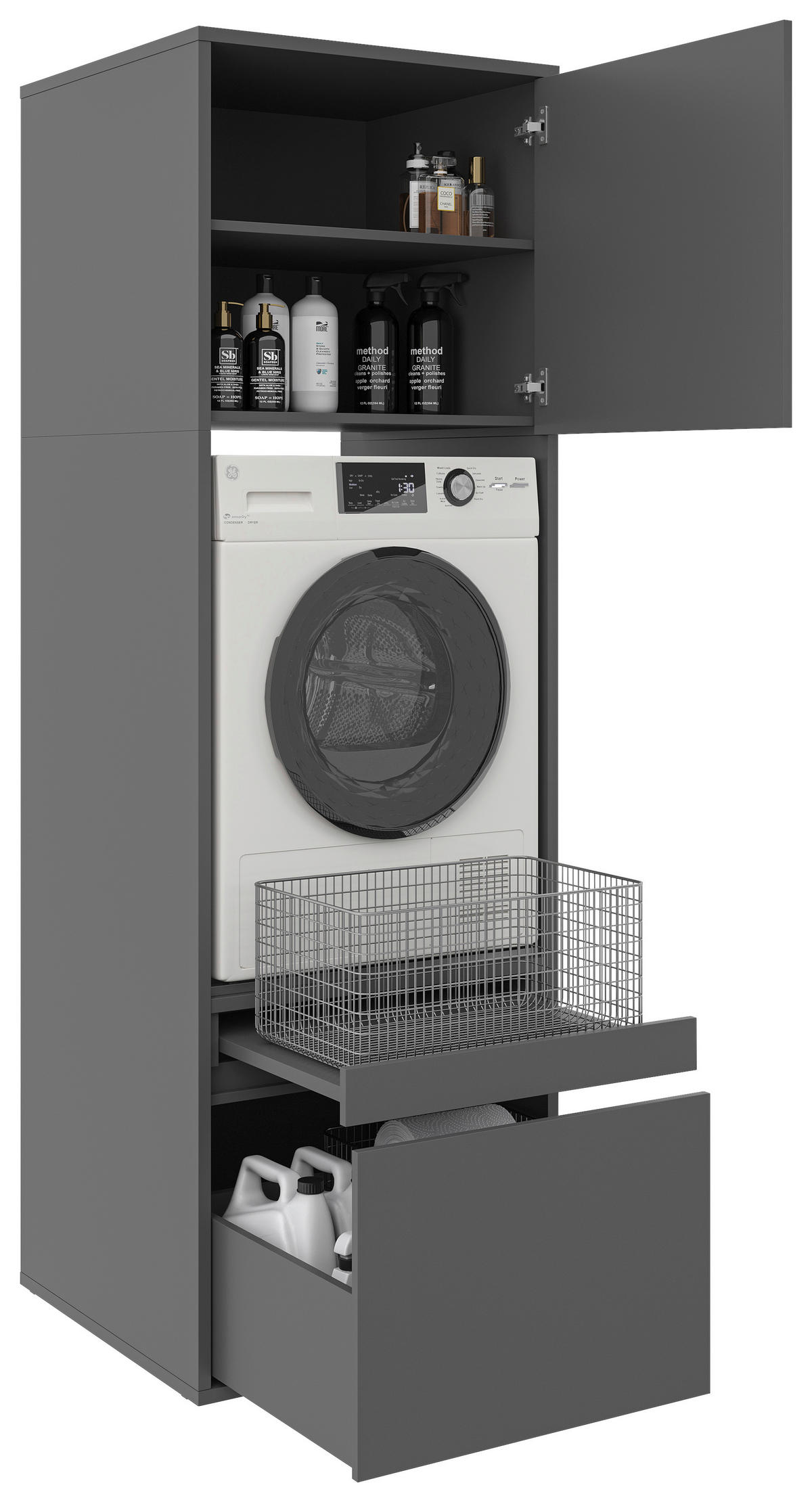 WASCHMASCHINENSCHRANK 67,5/151,8/67,5 cm  in Anthrazit  - Anthrazit, Basics, Holzwerkstoff (67,5/151,8/67,5cm) - Xora