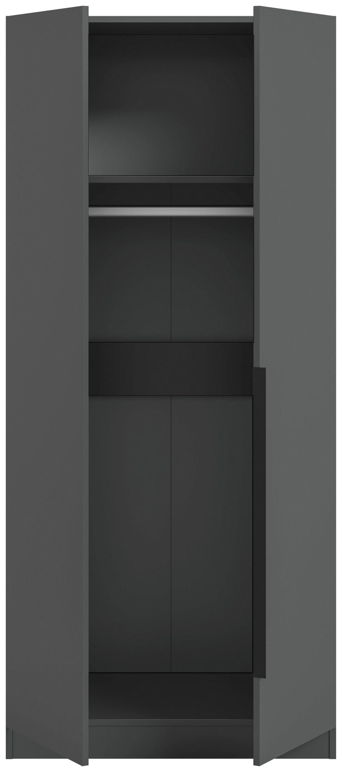 DREHTÜRENSCHRANK 80/181/52 cm,  in Anthrazit, 2-türig  - Anthrazit/Schwarz, MODERN, Holzwerkstoff/Kunststoff (80/181/52cm) - MID.YOU