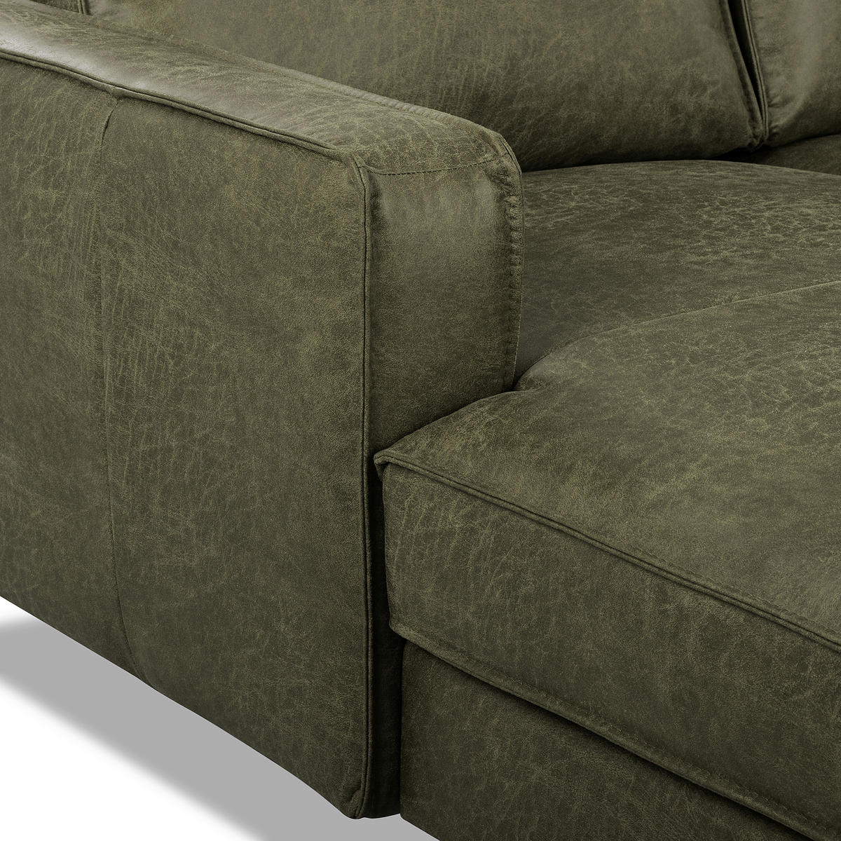 ECKSOFA Grün Echtleder Lederlook Rücken echt  - Grün, Design, Leder/Textil (166/238cm) - Livetastic