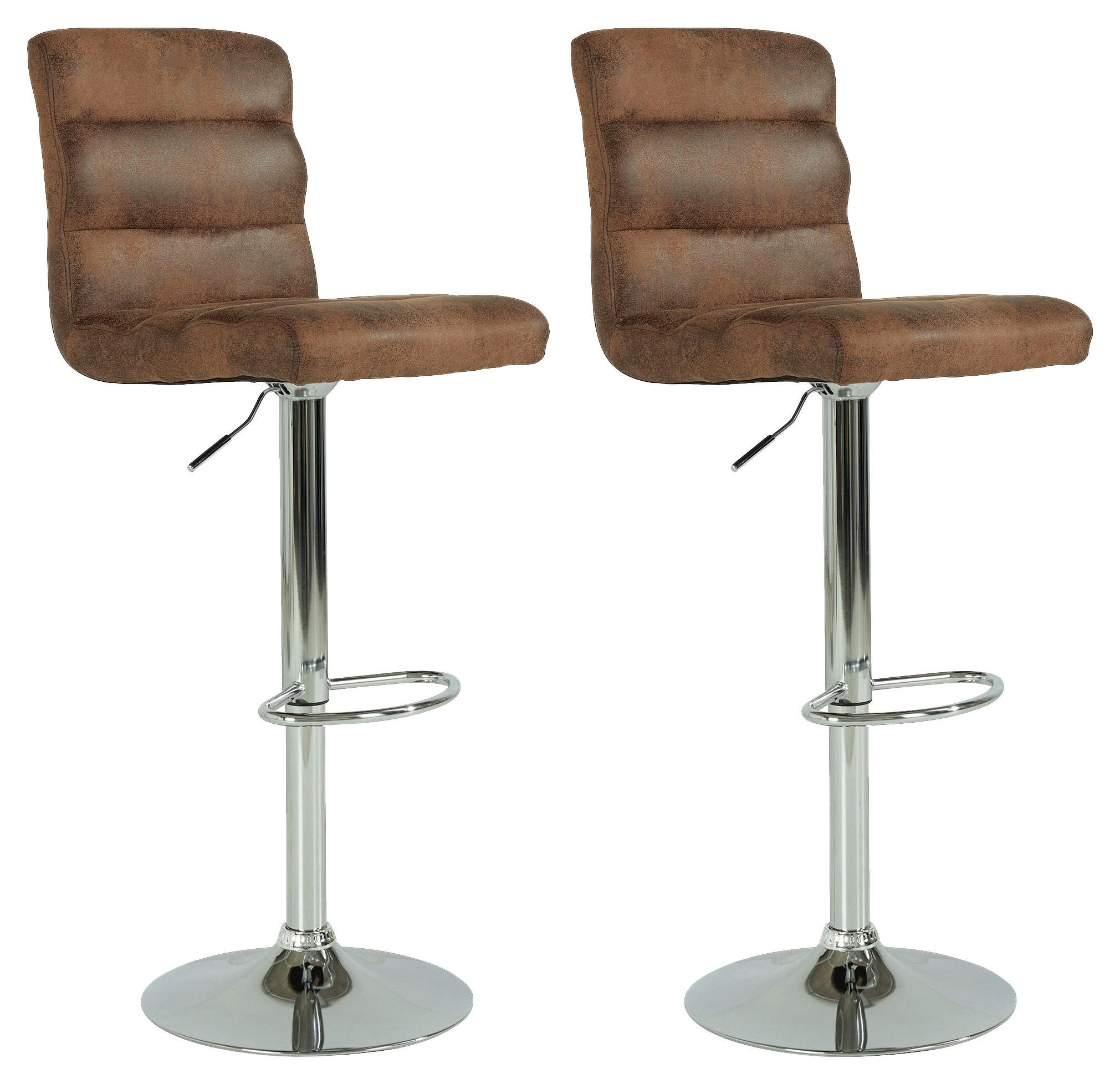 BARHOCKER-SET Lederlook Braun Stahl Sitzfläche 360° drehbar  - Chromfarben/Braun, MODERN, Textil/Metall (42/98-120/51cm) - MID.YOU