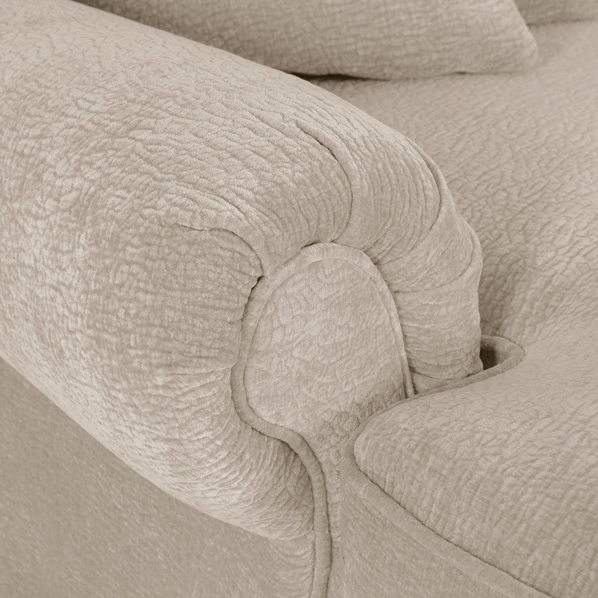 XXL-SESSEL Chenille Beige    - Beige/Schwarz, ROMANTIK / LANDHAUS, Holz/Textil (125/100/140cm) - Landscape