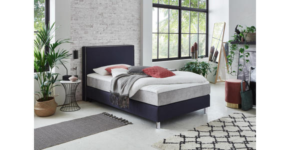 BOXSPRINGBETT 120/200 cm in Blau, Silberfarben - Blau/Chromfarben, Design, Holz/Kunststoff (120/200cm) - Hom`in