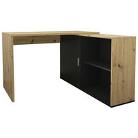 SCHREIBTISCHKOMBINATION Schwarz, Eiche Artisan  - Schwarz/Eiche Artisan, KONVENTIONELL, Holzwerkstoff (119/124/75cm) - MID.YOU
