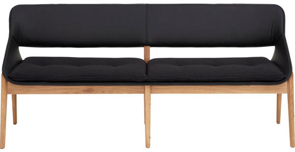 SITZBANK 180/81/55 cm in Eichefarben, Schwarz - Eichefarben/Schwarz, Design, Leder/Holz (180/81/55cm) - Valnatura