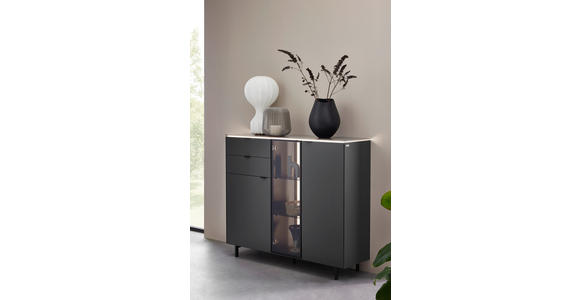 HIGHBOARD Anthrazit 141,2/120,1/40 cm - Anthrazit/Schwarz, Design, Glas/Holz (141,2/120,1/40cm) - Dieter Knoll