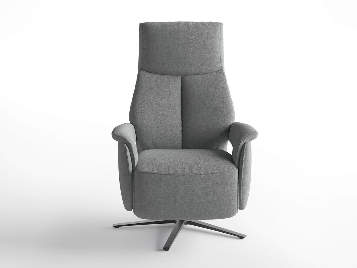 RELAXSESSEL TV LAZY E S1 Flachgewebe Kopfteilverstellung, Rücken echt    - Schwarz/Grau, Basics, Textil/Metall (75/113/85cm) - Sit & More