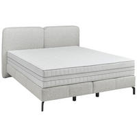 BOXSPRINGBETT 180/200 cm,  in Hellgrau, H2 + H3 = mittel + fest  - Hellgrau/Schwarz, KONVENTIONELL, Textil/Metall (180/200cm) - Voleo