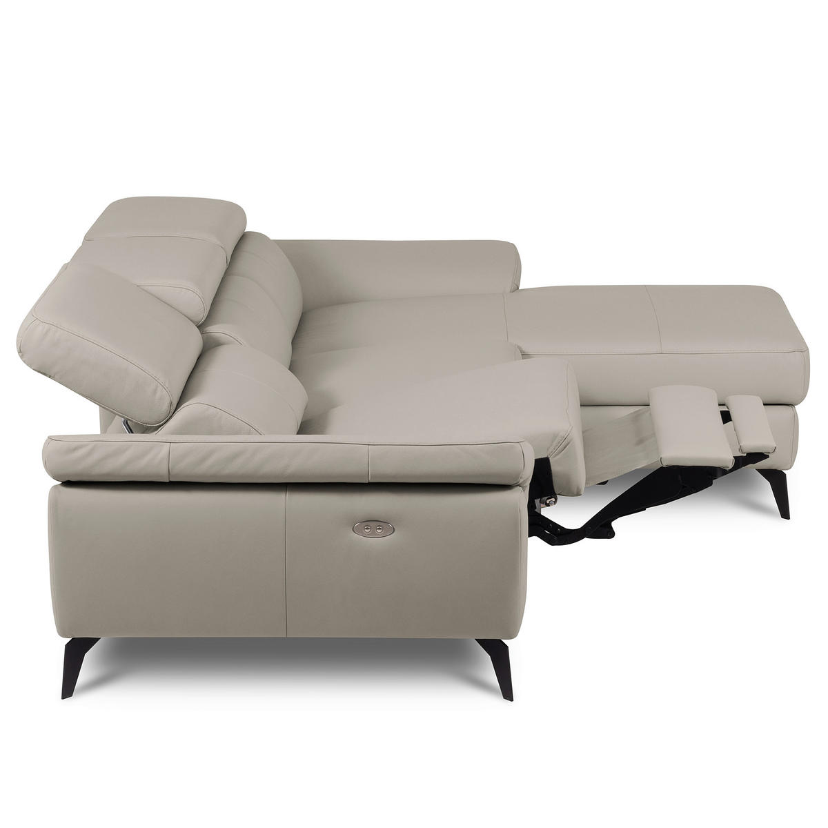 ECKSOFA  in Lederlook Echtleder Platinfarben  252/179 cm  - Platinfarben/Schwarz, Design, Leder/Textil (252/179cm) - Livetastic