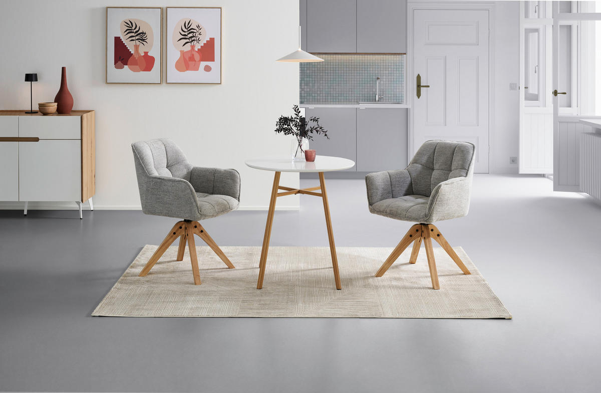 ESSTISCH in Metall, Holzwerkstoff   - Weiss/Eichefarben, Lifestyle, Holzwerkstoff/Metall (70/75/70cm) - MID.YOU