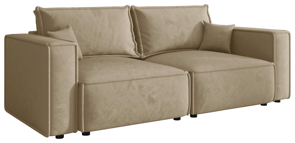 SOFA Webstoff Beige  - Beige/Schwarz, MODERN, Kunststoff/Textil (250/68/104cm) - Xora