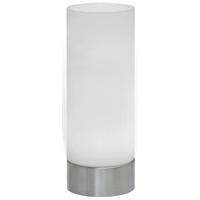 STOLNÁ LED LAMPA, dotykový stmievač, 8/21,5 cm  - biela/niklová, Konventionell, kov/sklo (8/21,5cm) - Novel