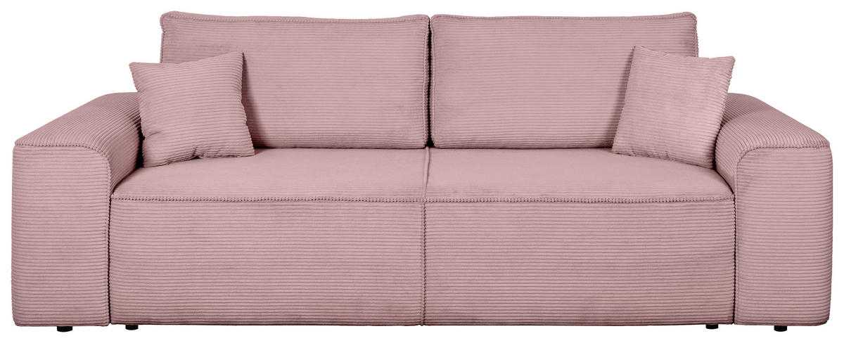 SCHLAFSOFA  mit Rücken echt, Armteil links, Armteil rechts Cord Altrosa  - Schwarz/Altrosa, Design, Kunststoff/Textil (261/95/108cm) - Xora