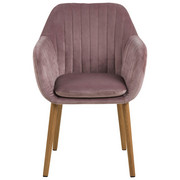 ARMLEHNSTUHL Samt Rosa - Eichefarben/Rosa, Design, Holz/Textil (57/83/61cm) - Ambia Home