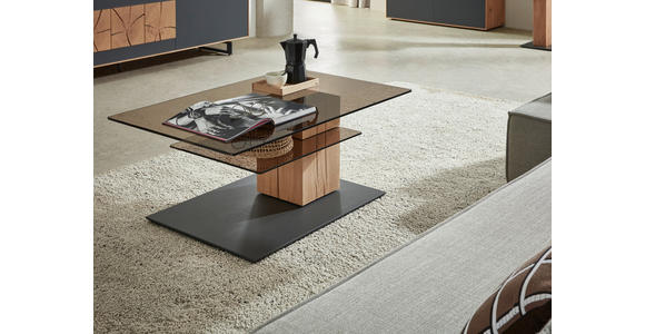 COUCHTISCH in Holz, Glas 105/70/45 cm - Eichefarben/Anthrazit, Design, Glas/Holz (105/70/45cm) - Valnatura