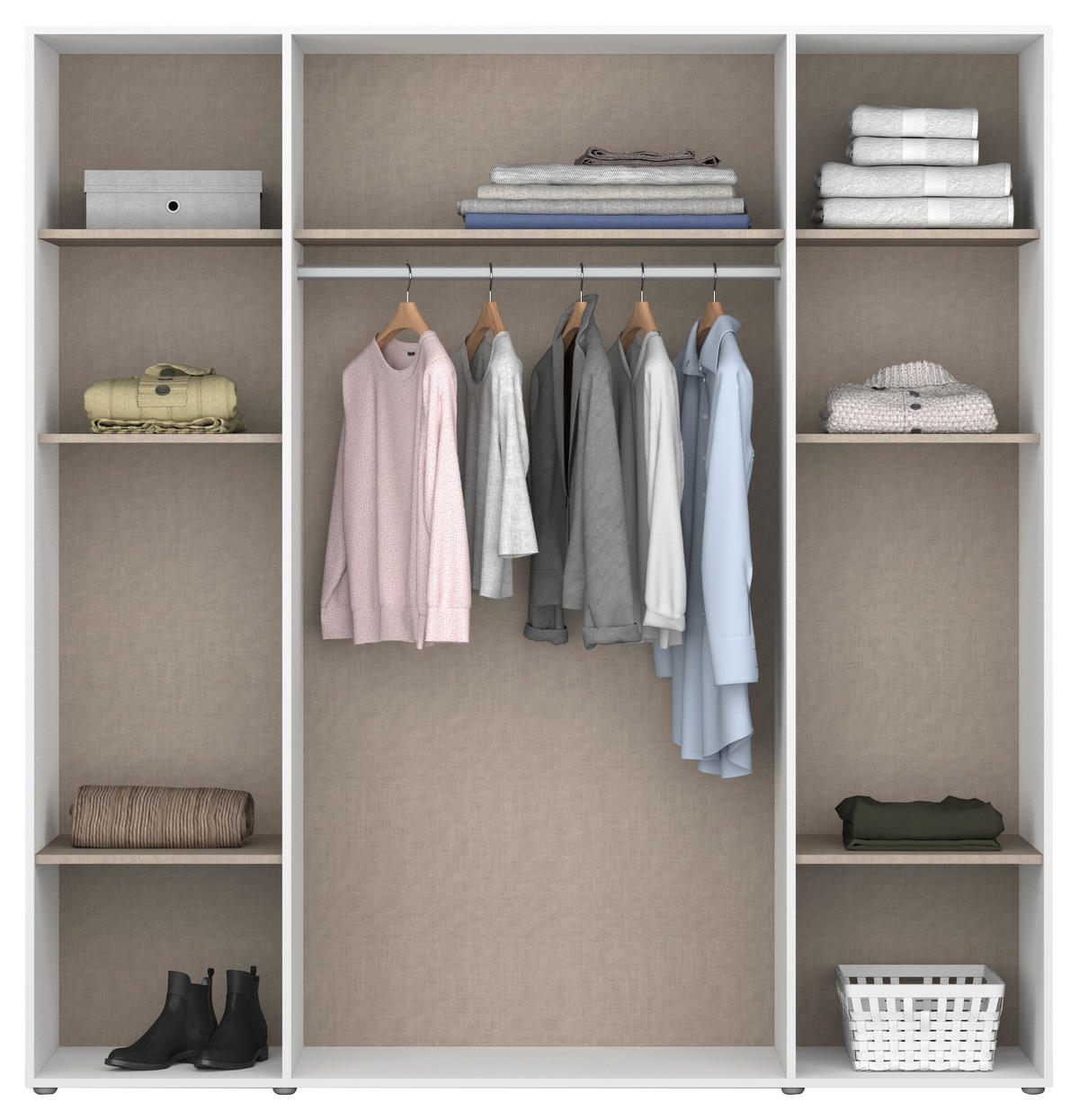 DREHTÜRENSCHRANK in Weiss, Eiche Artisan  - Weiss/Eiche Artisan, Modern, Holzwerkstoff (187/194/53cm) - Rauch Möbel