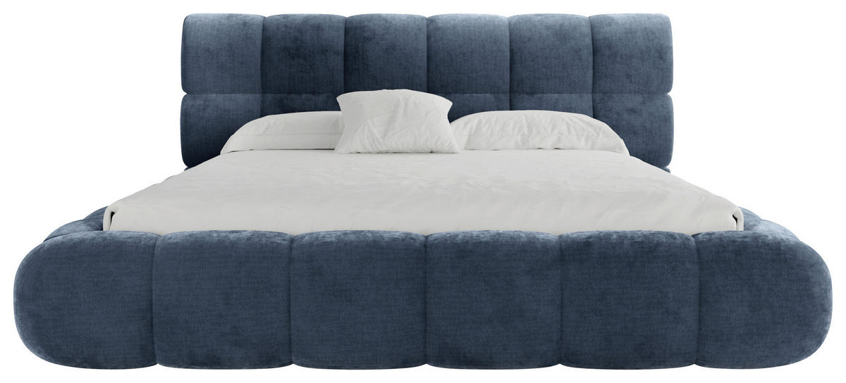 POLSTERBETT 180/200 cm,  in Blau, Lattenrost, Bettkasten,  - Blau/Schwarz, Design, Holz/Textil (180/200cm) - Chameo