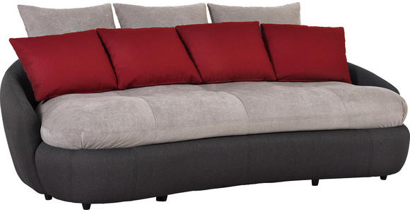 MEGASOFA in Textil Grau, Rot, Schwarz - Rot/Schwarz, Design, Kunststoff/Textil (238/80/143cm) - Hom`in