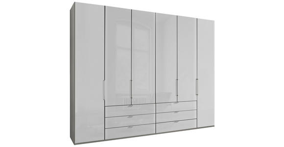 DREHTÜRENSCHRANK  in Grau, Weiß  - Chromfarben/Weiß, KONVENTIONELL, Glas/Holzwerkstoff (300/216/58cm) - Dieter Knoll