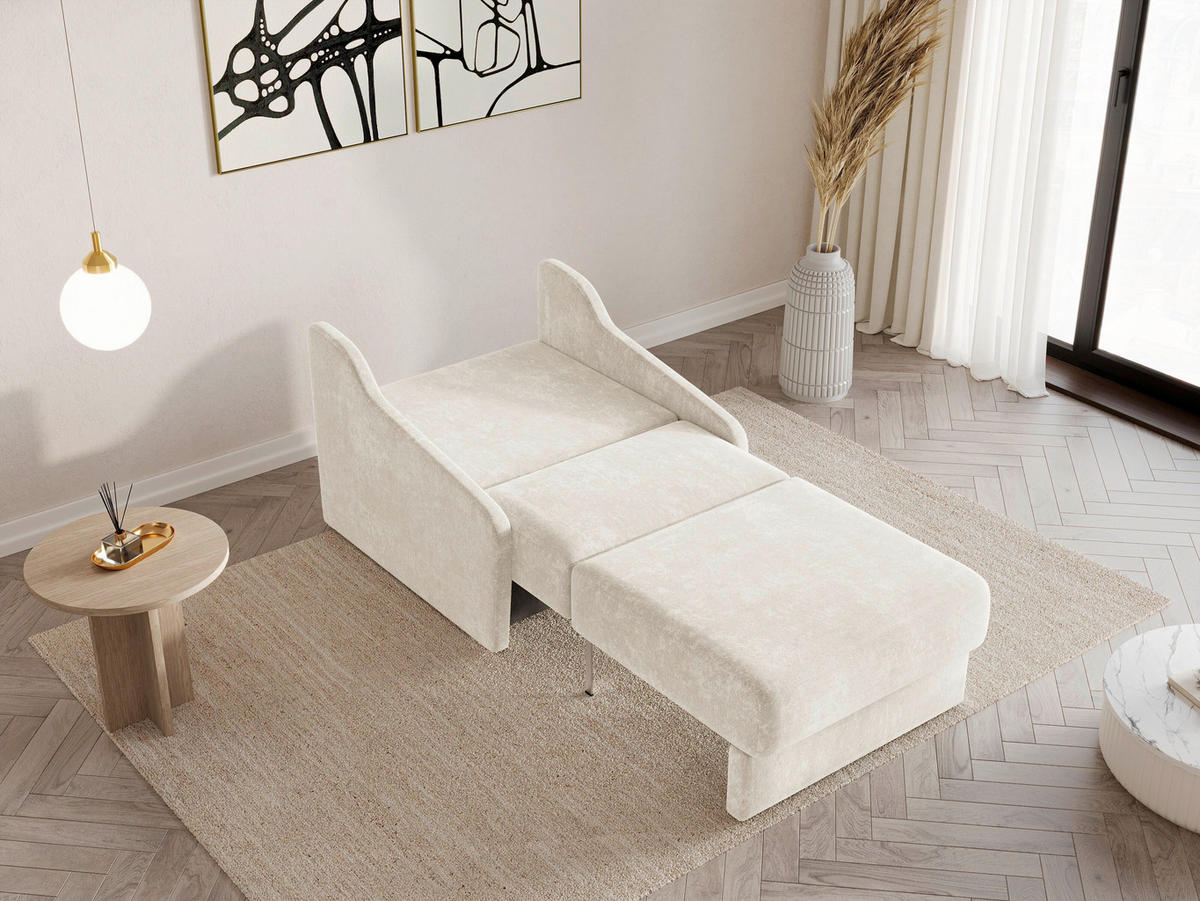 SCHLAFSESSEL FLY 80 in Creme  Stoffauswahl Rücken echt  - Creme/Schwarz, Design, Kunststoff/Textil (96/86/115cm) - MID.YOU