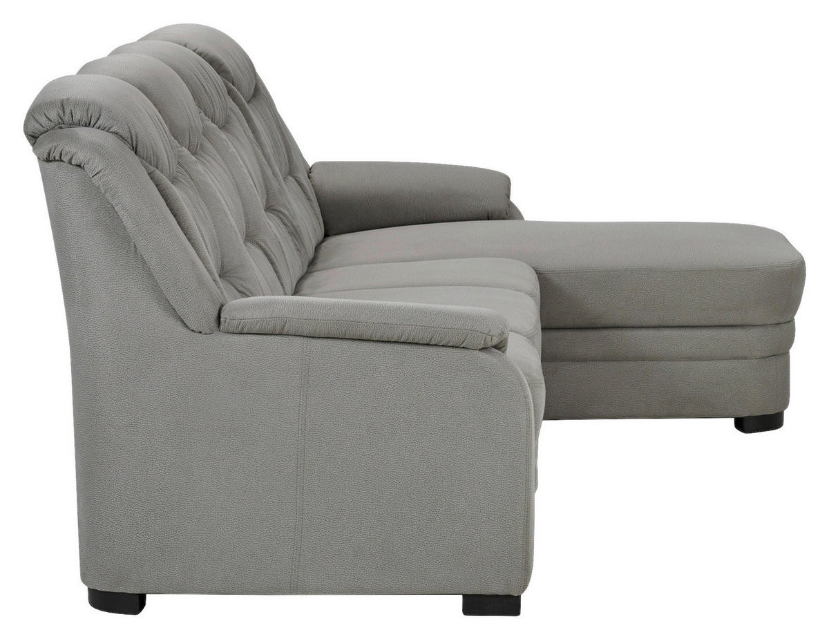 ECKSOFA in Mikrofaser Hellgrau  257/162 cm  - Hellgrau/Schwarz, Basics, Kunststoff/Textil (257/162cm) - MID.YOU