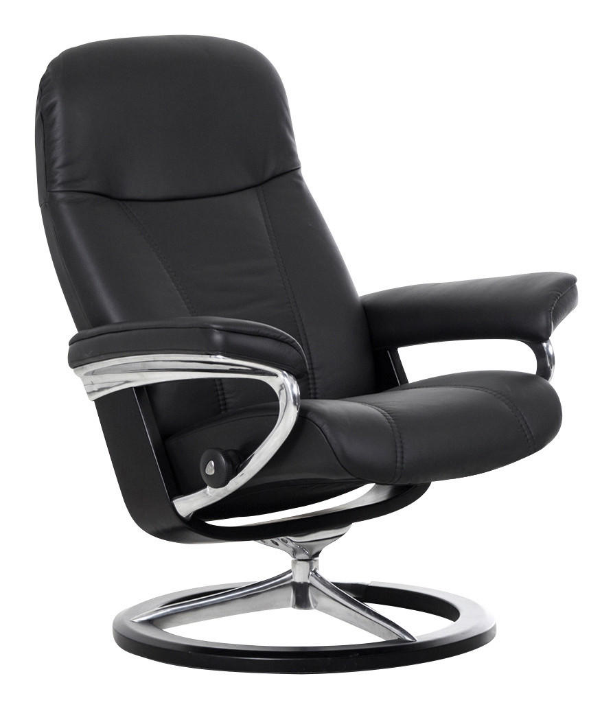 RELAXSESSEL CONSUL Echtleder - Schwarz, Natur, Leder/Holz (82/102/72cm) - Stressless