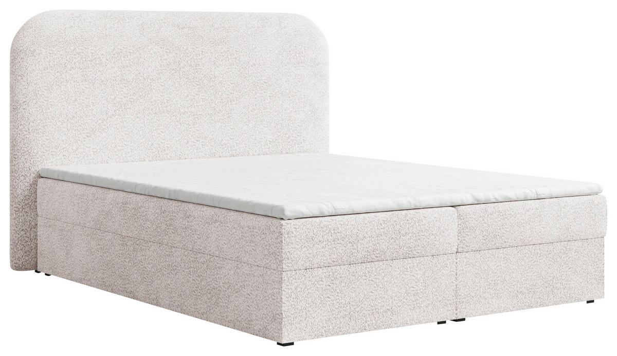 BOXBETT 140/200 cm,  in Elfenbein, Bettkasten, Topper,  - Elfenbein/Schwarz, MODERN, Holz/Kunststoff (140/200cm) - MID.YOU