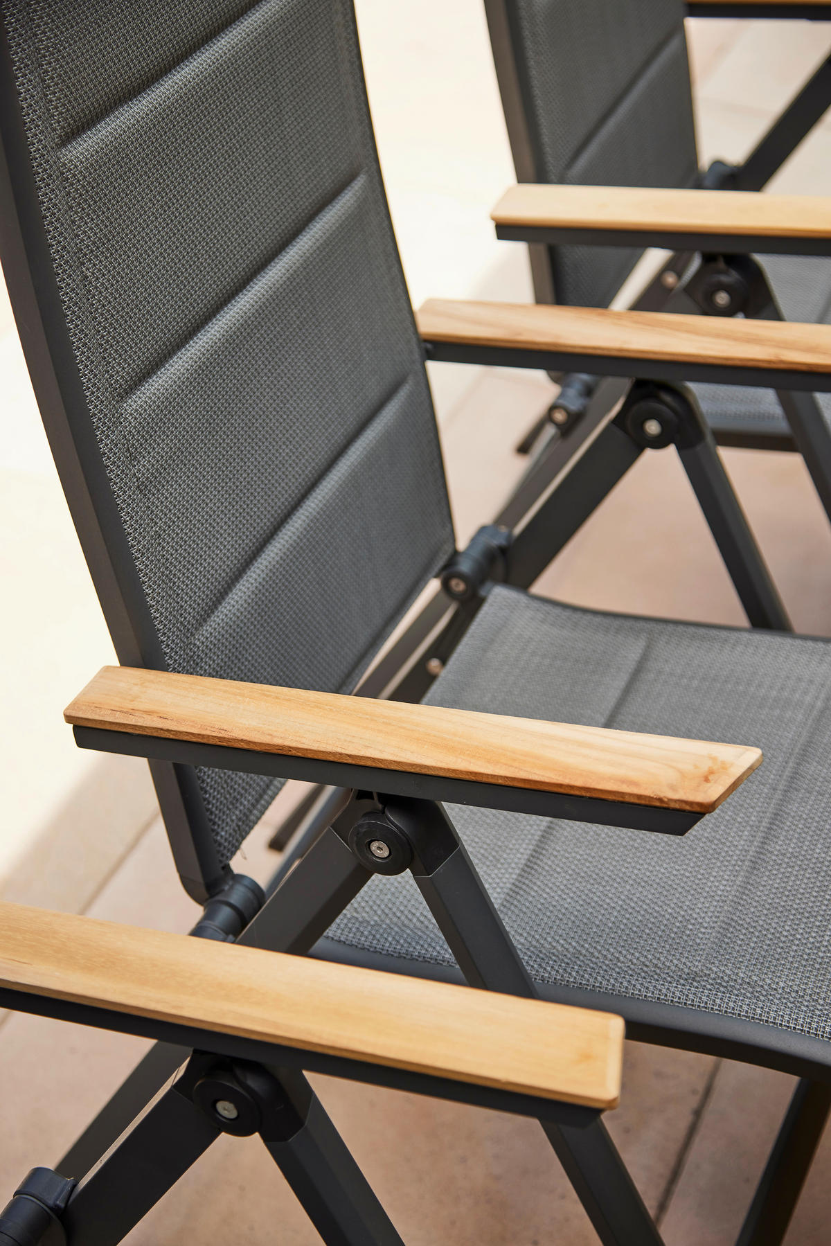 GARTENKLAPPSESSEL Teakholz Aluminium Anthrazit  - Anthrazit, KONVENTIONELL, Holz/Kunststoff (59/110/68cm) - Siena Garden