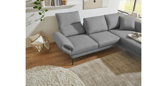 ECKSOFA  in Flachgewebe Hellgrau  255-365/175-224 cm  - Hellgrau/Schwarz, Design, Textil/Metall (255-365/175-224cm) - Dieter Knoll