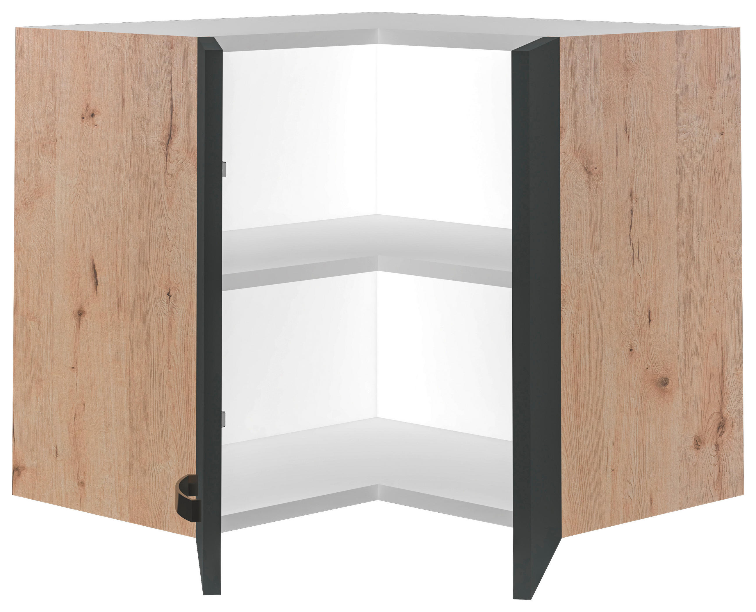 ECKOBERSCHRANK 60/54/32 cm in Eiche San Remo, Dunkelgrau - Edelstahlfarben/Dunkelgrau, MODERN, Holzwerkstoff/Metall (60/54/32cm) - FlexWell