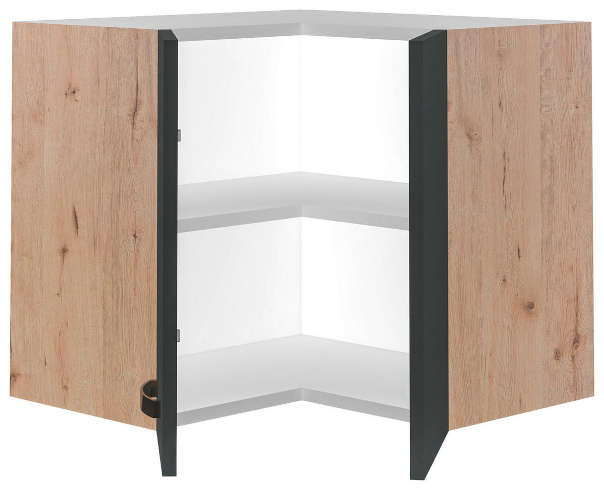 ECKOBERSCHRANK 60/54/32 cm  in Eiche San Remo, Dunkelgrau  - Edelstahlfarben/Dunkelgrau, MODERN, Holzwerkstoff/Metall (60/54/32cm) - FlexWell