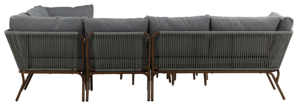 DINING-LOUNGESET  - Braun/Grau, KONVENTIONELL, Textil/Metall - Gardenson