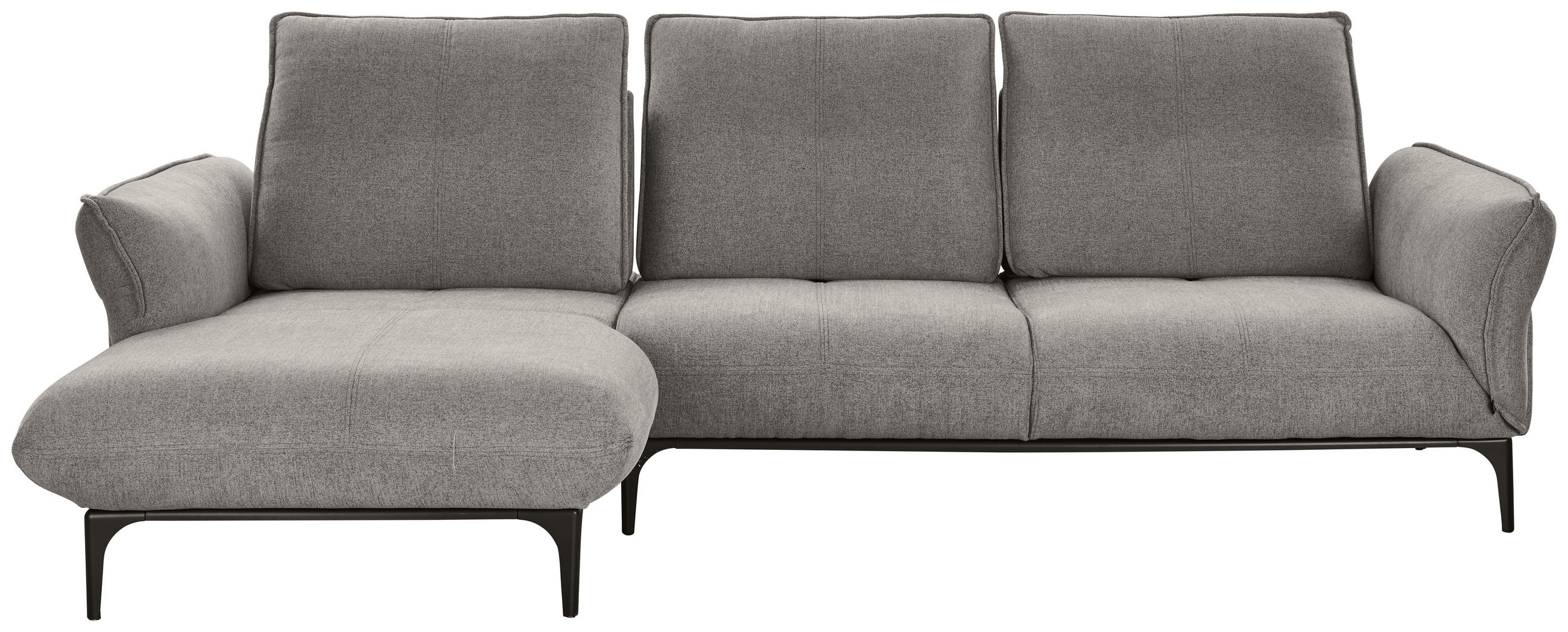 ECKSOFA in Webstoff Grau  - Schwarz/Grau, Natur, Textil (182/277cm) - Valnatura