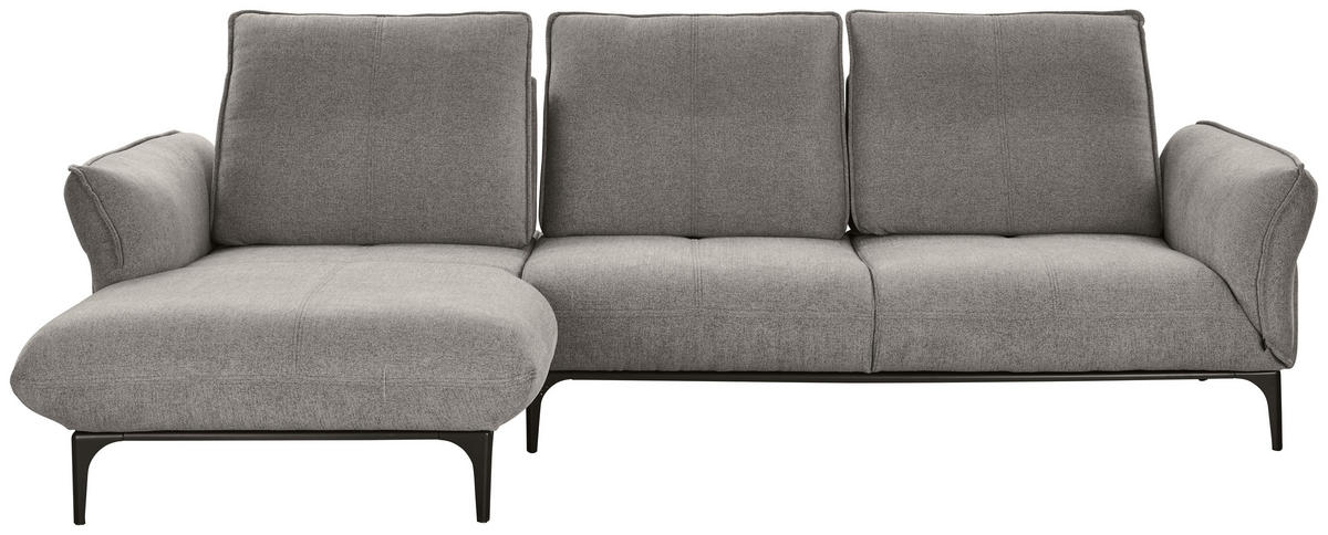 ECKSOFA in Webstoff Grau  182/277 cm  - Schwarz/Grau, Natur, Textil (182/277cm) - Valnatura