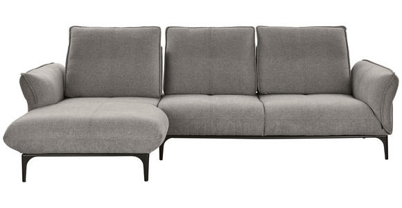 ECKSOFA in Webstoff Grau  - Schwarz/Grau, Natur, Textil (182/277cm) - Valnatura