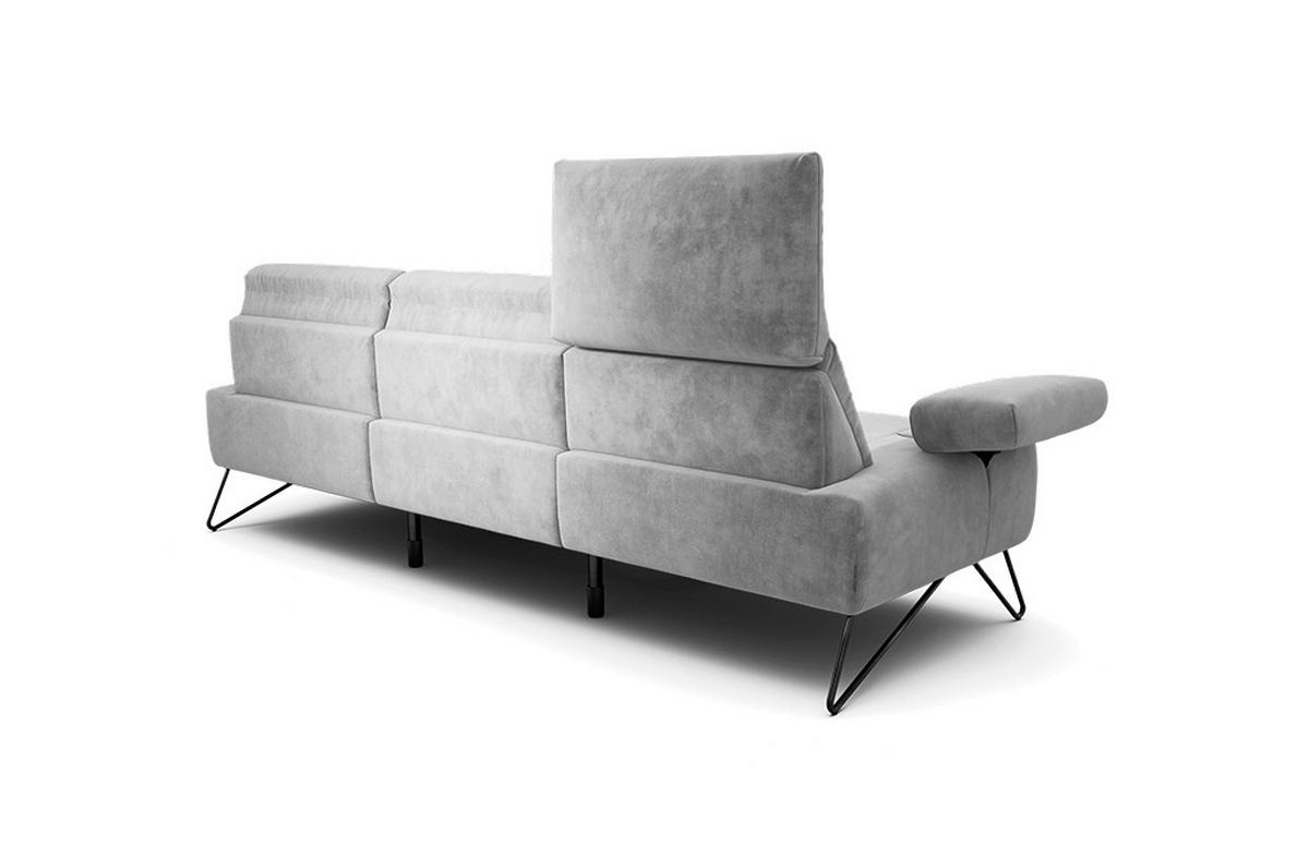 3-SITZER-SOFA Samt Hellgrau  - Hellgrau/Schwarz, Design, Textil/Metall (234-264/85/86-94cm) - SENSOO