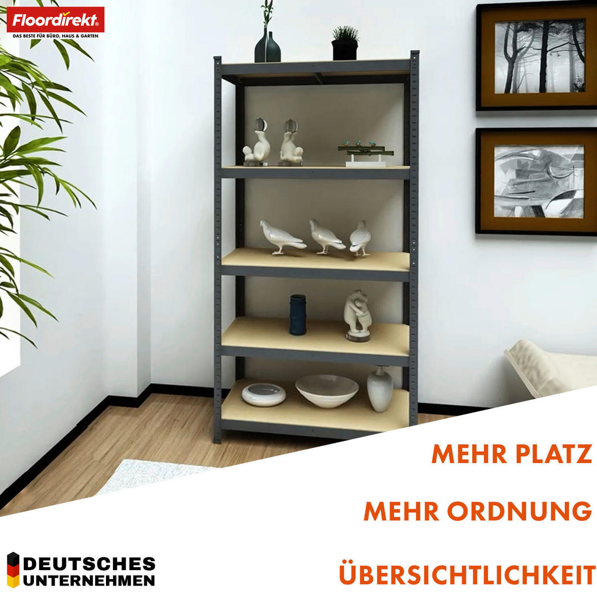 SCHWERLASTREGAL 90/180/45 cm  - Anthrazit, Basics, Naturmaterialien/Metall (90/180/45cm) - Floordirekt