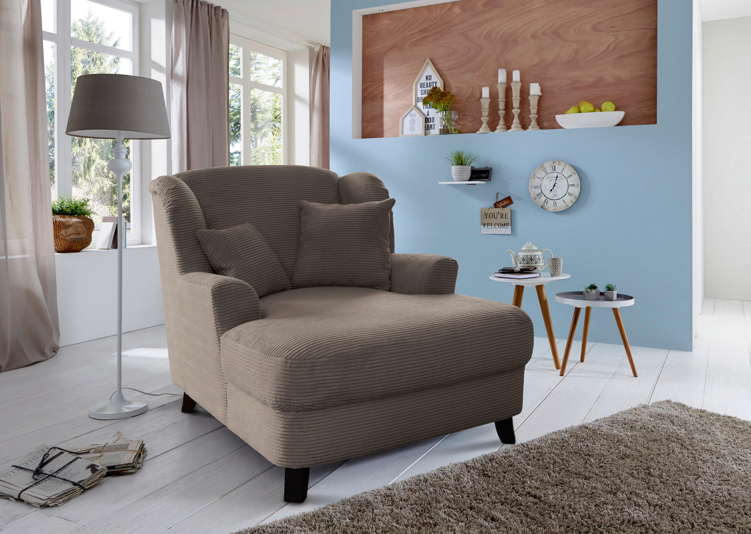 XXL-SESSEL Cord Taupe    - Taupe/Dunkelbraun, KONVENTIONELL, Holz/Textil (109/104/145cm) - Sit & More
