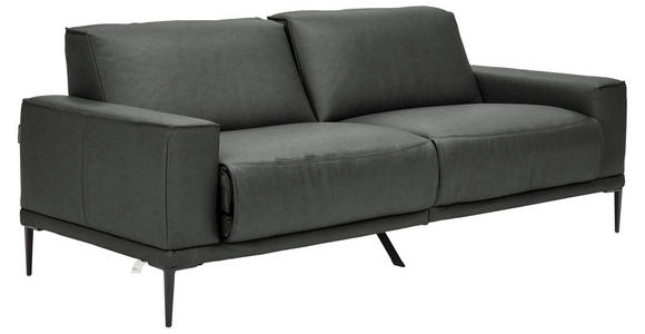 2,5-SITZER in Leder Anthrazit - Anthrazit/Schwarz, Design, Leder/Metall (200/102/92cm) - Johann Jakob