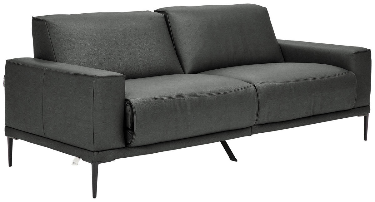 2,5-SITZER in Leder Anthrazit  - Anthrazit/Schwarz, Design, Leder/Metall (200/102/92cm) - Johann Jakob
