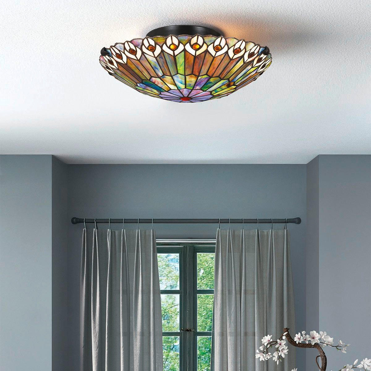 DECKENLEUCHTE  13,5/42,0 cm    - Dunkelbraun/Multicolor, Konventionell, Glas/Metall (13,5/42,0cm) - Elstead Lighting