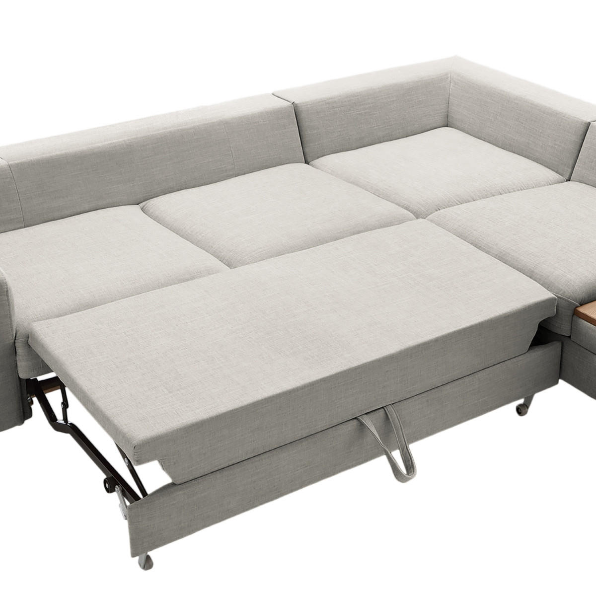ECKSOFA in Webstoff Grau  - Eschefarben/Grau, Modern, Holz/Textil (260/90/204cm) - Trendmanufaktur