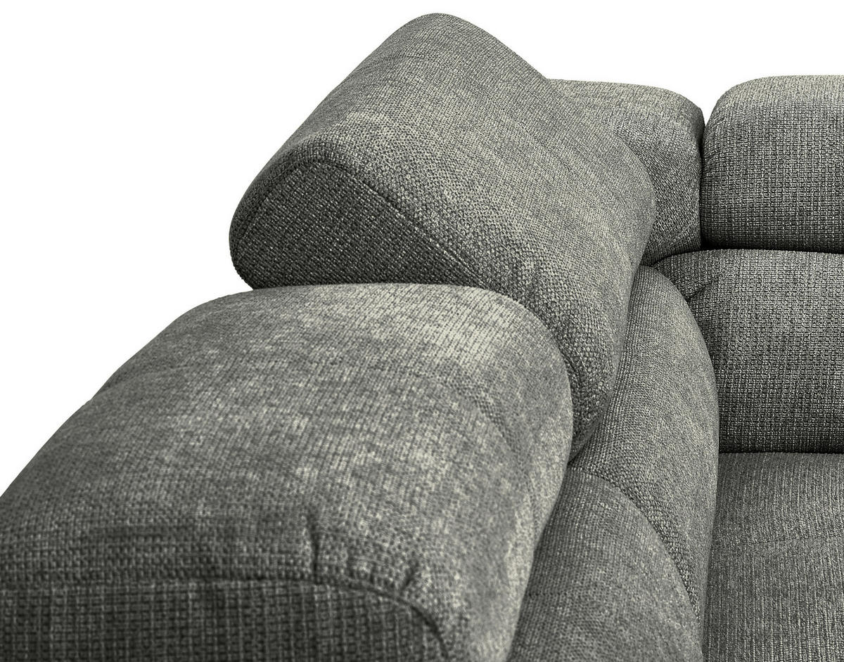 ECKSOFA in Flachgewebe Dunkelgrau  224/282 cm  - Chromfarben/Dunkelgrau, KONVENTIONELL, Textil/Metall (224/282cm) - Hom`in