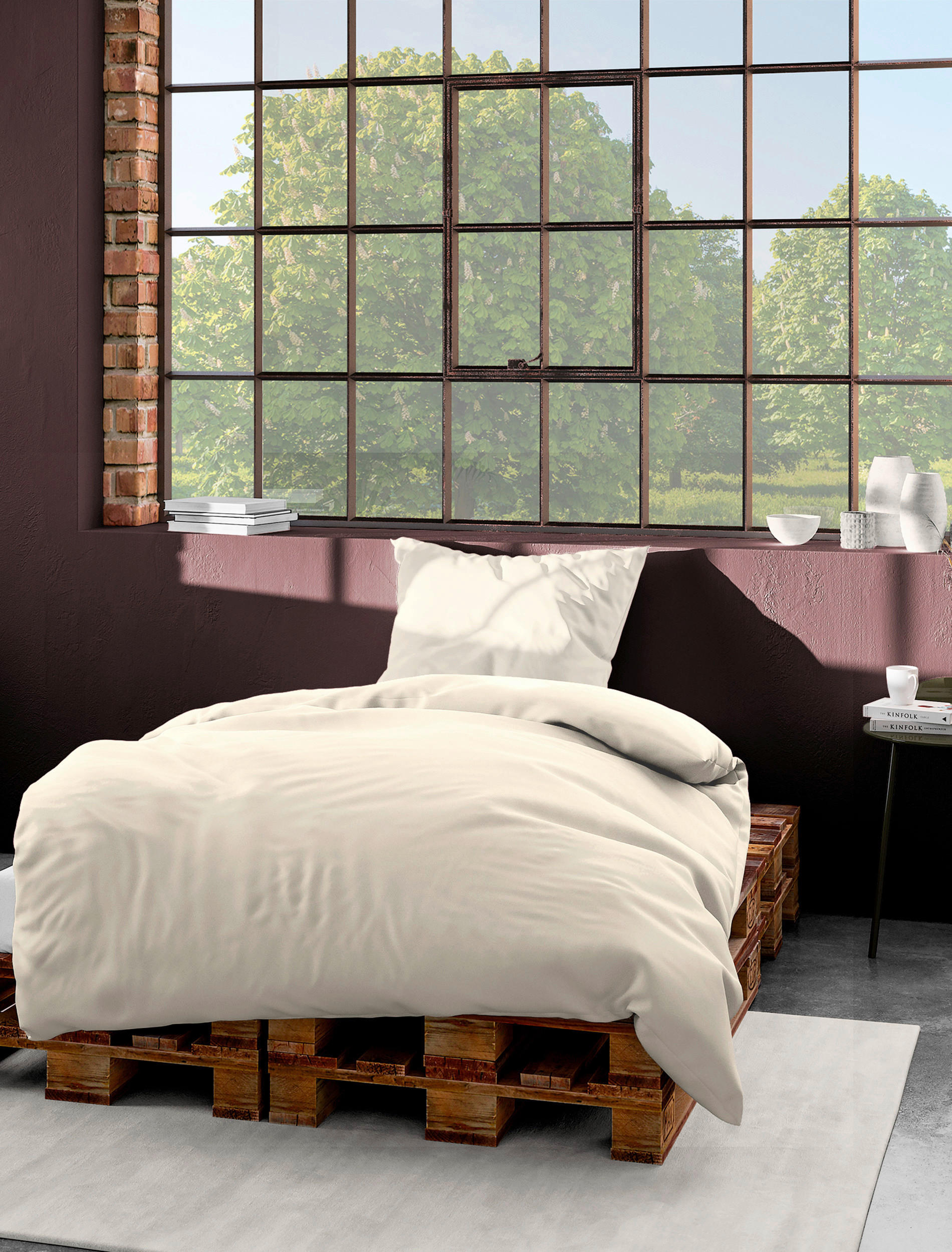 BETTWÄSCHE 240/220 cm Makosatin  - Naturfarben, KONVENTIONELL, Textil (240/220cm)